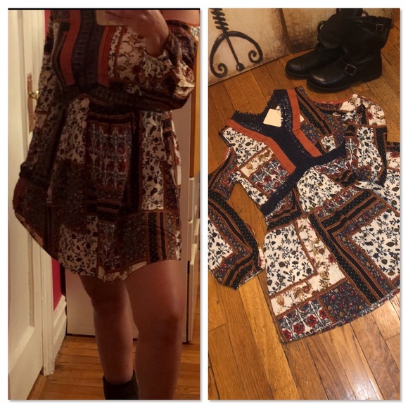 Bohemian Multi-Printed Long Sleeve Mini Dress Tunic - Picture 13 of 14